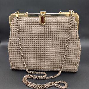 Elegant Beige Mesh Evening Bag